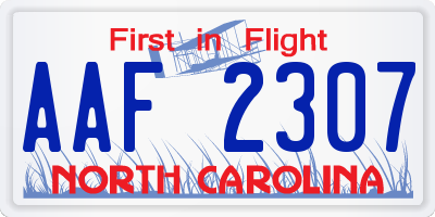 NC license plate AAF2307