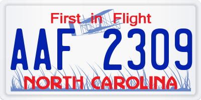 NC license plate AAF2309