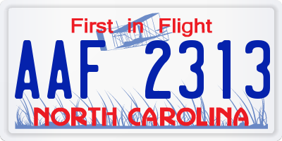 NC license plate AAF2313
