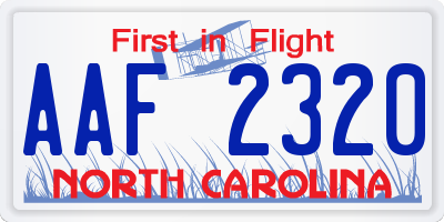 NC license plate AAF2320