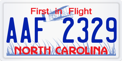 NC license plate AAF2329