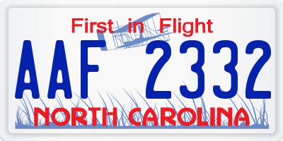 NC license plate AAF2332