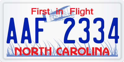 NC license plate AAF2334