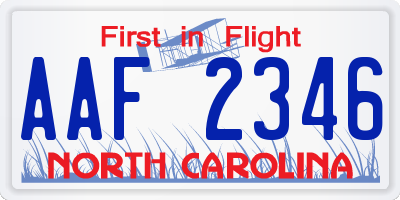 NC license plate AAF2346
