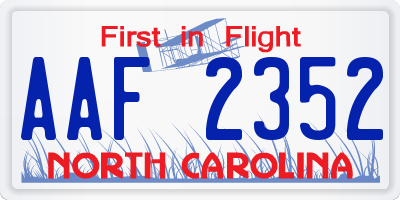 NC license plate AAF2352