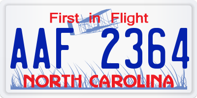 NC license plate AAF2364