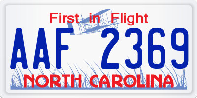 NC license plate AAF2369