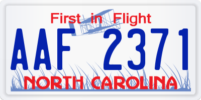 NC license plate AAF2371