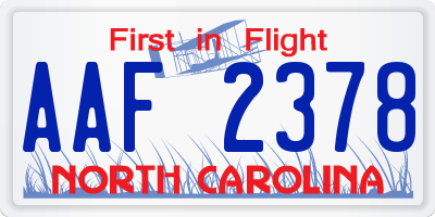 NC license plate AAF2378