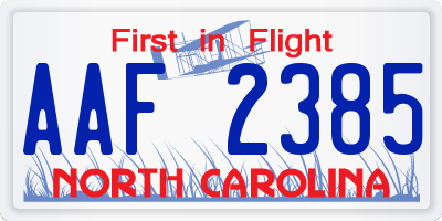 NC license plate AAF2385