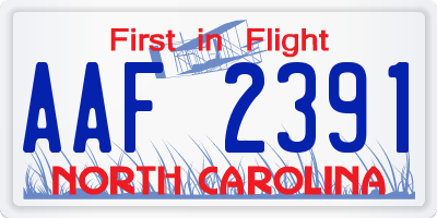 NC license plate AAF2391