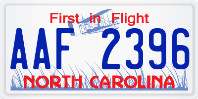 NC license plate AAF2396