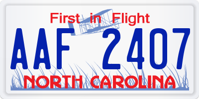 NC license plate AAF2407