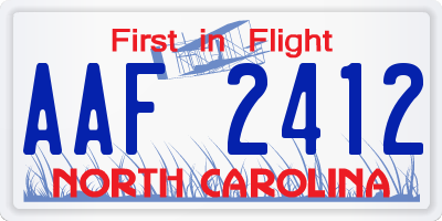 NC license plate AAF2412