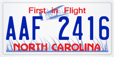 NC license plate AAF2416