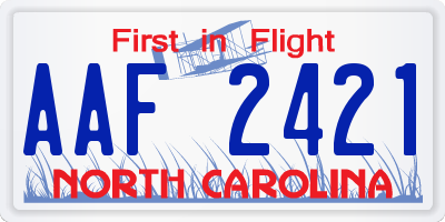 NC license plate AAF2421