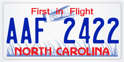NC license plate AAF2422