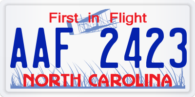 NC license plate AAF2423