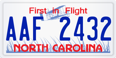 NC license plate AAF2432