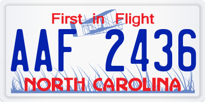 NC license plate AAF2436