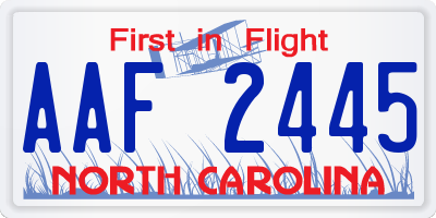 NC license plate AAF2445