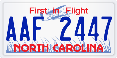 NC license plate AAF2447