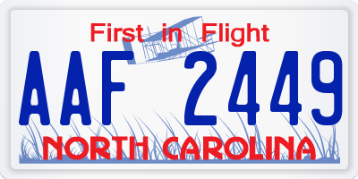 NC license plate AAF2449