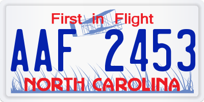 NC license plate AAF2453