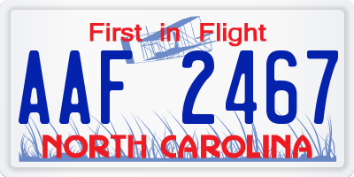 NC license plate AAF2467