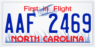 NC license plate AAF2469