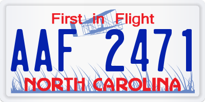 NC license plate AAF2471