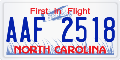 NC license plate AAF2518
