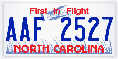 NC license plate AAF2527