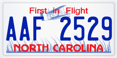 NC license plate AAF2529