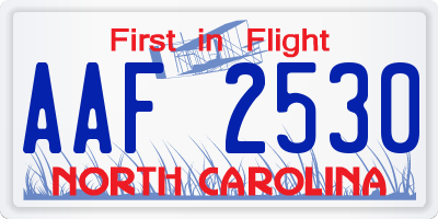 NC license plate AAF2530
