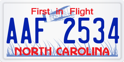NC license plate AAF2534