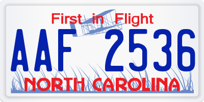 NC license plate AAF2536
