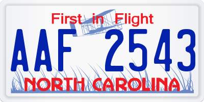 NC license plate AAF2543