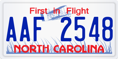 NC license plate AAF2548