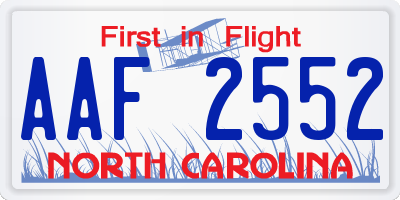 NC license plate AAF2552