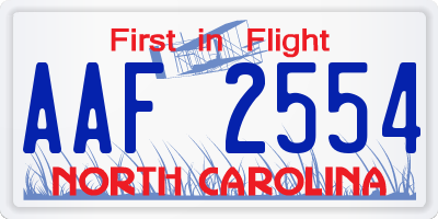 NC license plate AAF2554