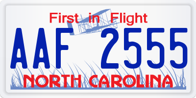 NC license plate AAF2555