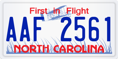NC license plate AAF2561