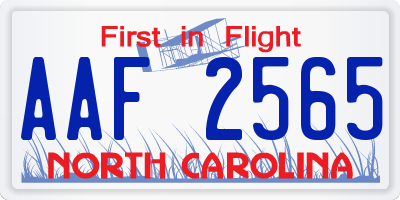 NC license plate AAF2565
