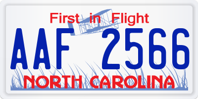 NC license plate AAF2566