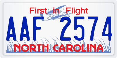 NC license plate AAF2574