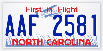NC license plate AAF2581