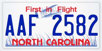 NC license plate AAF2582