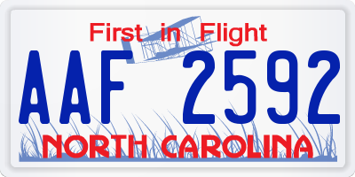 NC license plate AAF2592