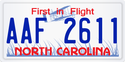 NC license plate AAF2611
